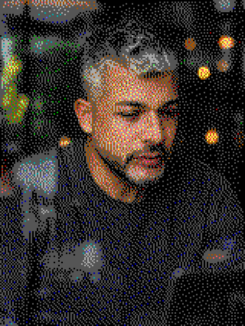 Portrait de Nicolas Lecroere, tramé en seize couleurs